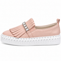 Lavish Collective Fringe Detail Leather Loafer — Blush