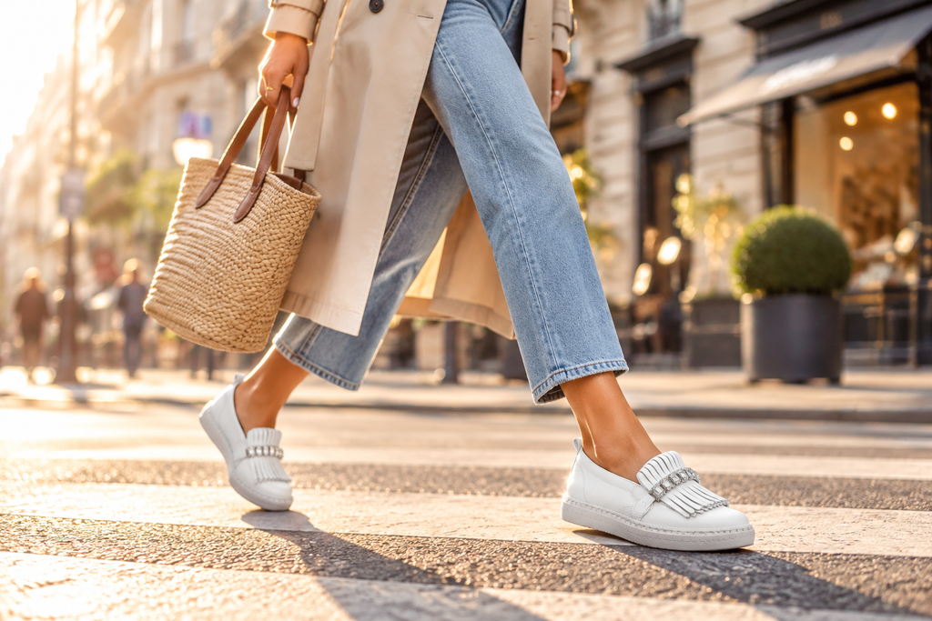 Lavish Collective Fringe Detail Leather Loafer — White