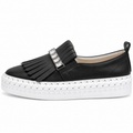 Lavish Collective Fringe Detail Leather Loafer — Black