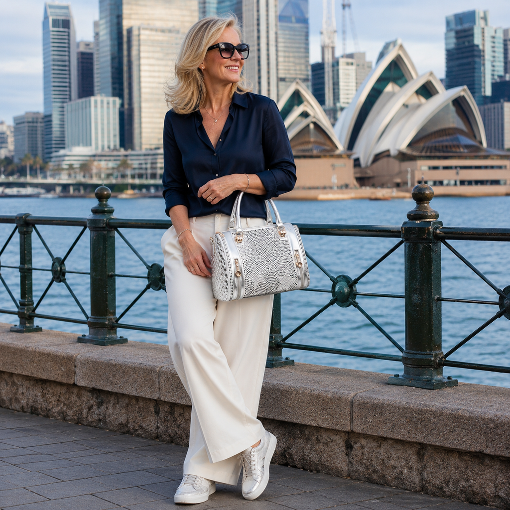 White Handwoven Duffel Bag