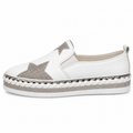 Lavish Collective Crystal Star Leather Sneakers — White