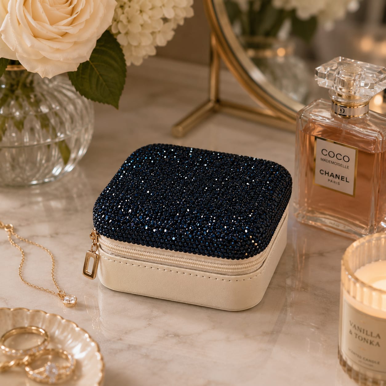 Blue Bling Travel Jewellery Box