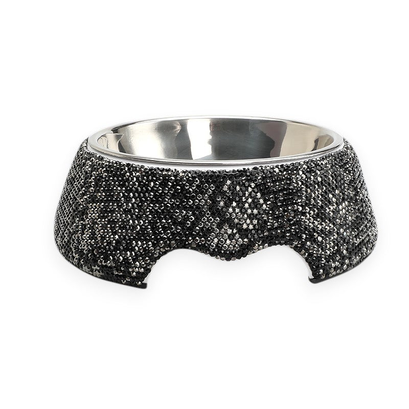 Black Rhinestone Pet Bowl