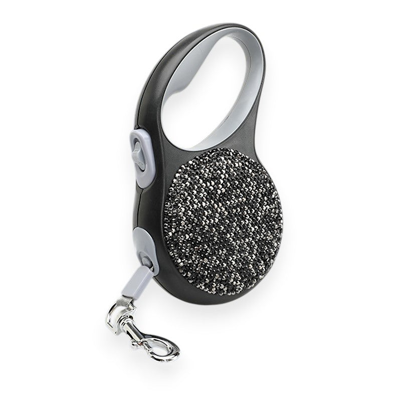 Black Rhinestone Retractable Leash