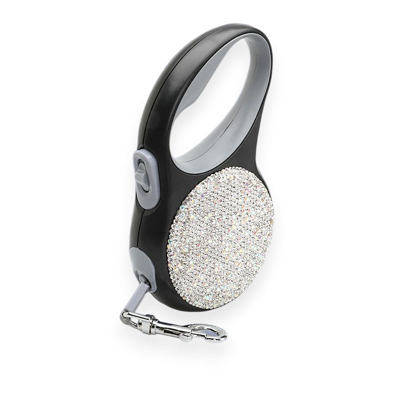 Silver Rhinestone Retractable Leash