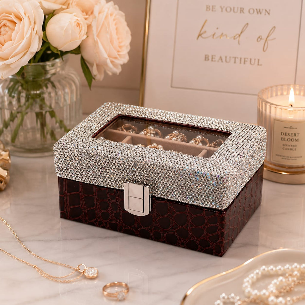 Wine PU Leather Jewellery Box