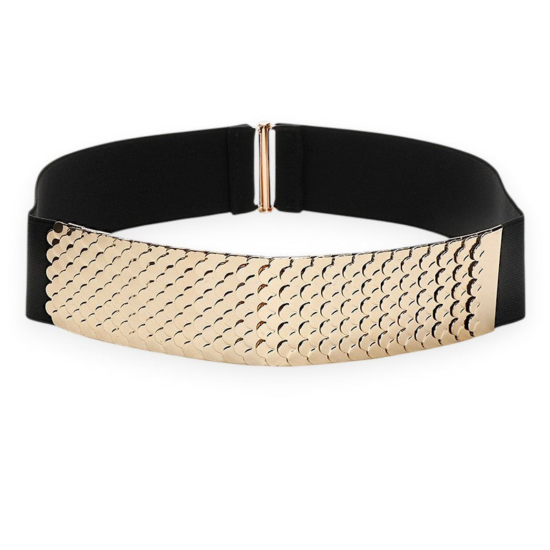 Gold Elastic Fish Scale Belt