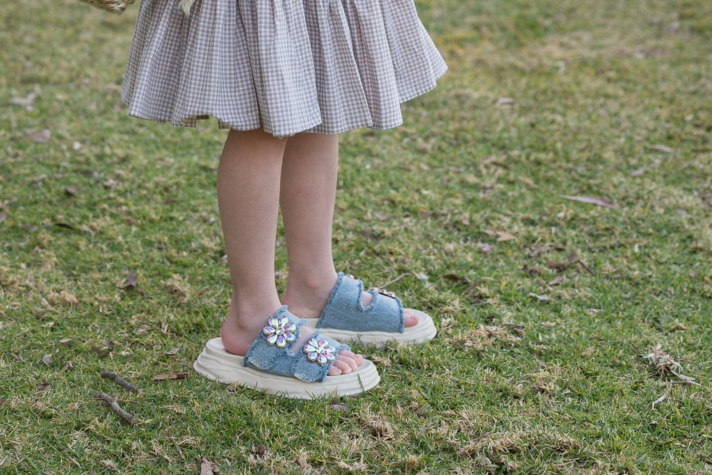 Lavish Kids Denim Daisy Sandals