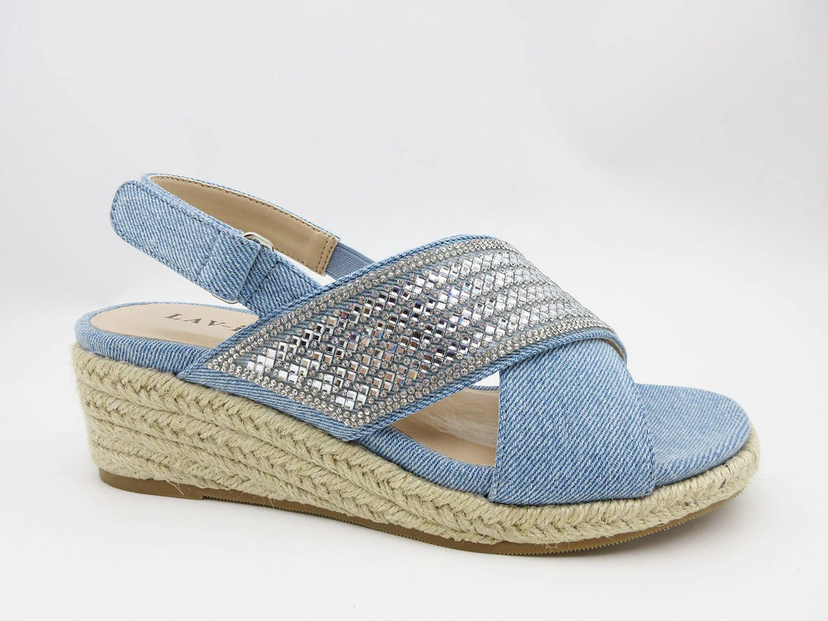 Lavish Kylie Wedge Sandals — Denim