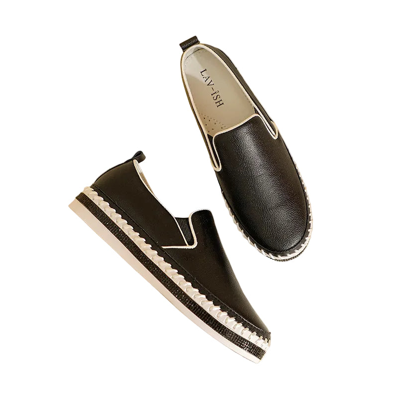 Black Leather Classic Harper Slip on