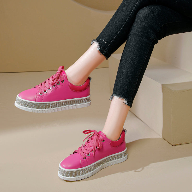 Hot Pink Leather Lux Sneakers