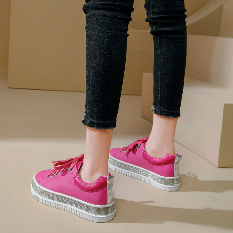 Hot Pink Leather Lux Sneakers