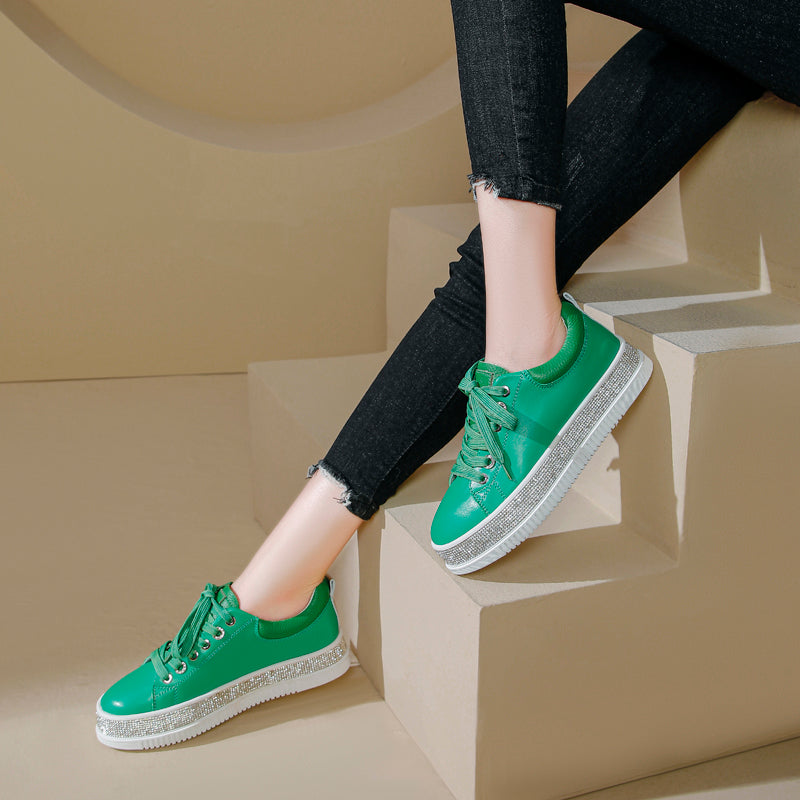 Green Leather Lux Sneakers