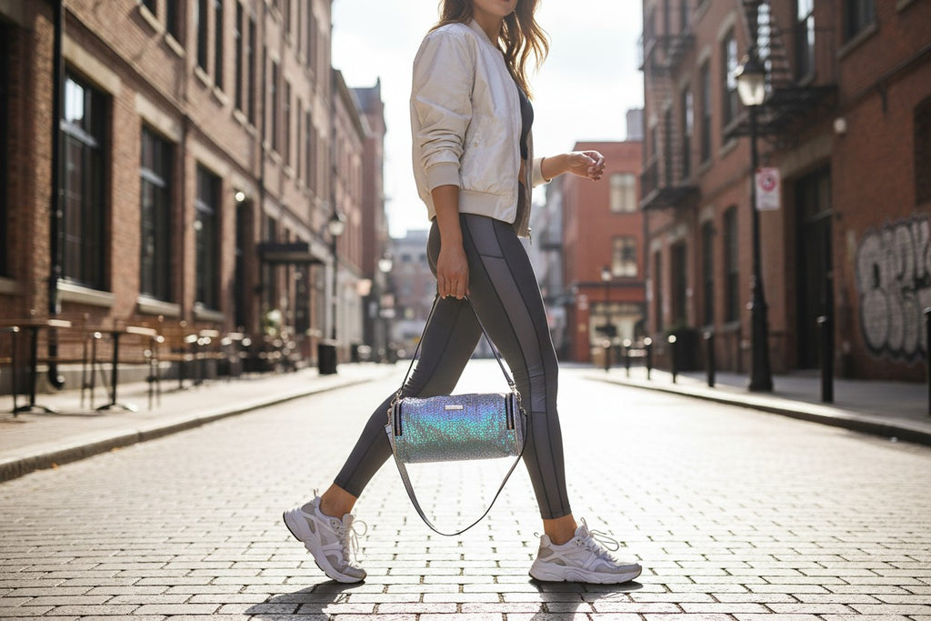 Denim Sequin Covered Barrel Bag