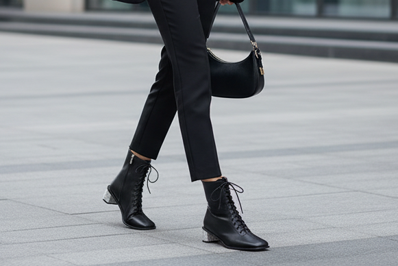 Black Boots with Bling Heel