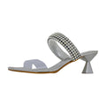 Silver Evening Bling Double Strap Heels