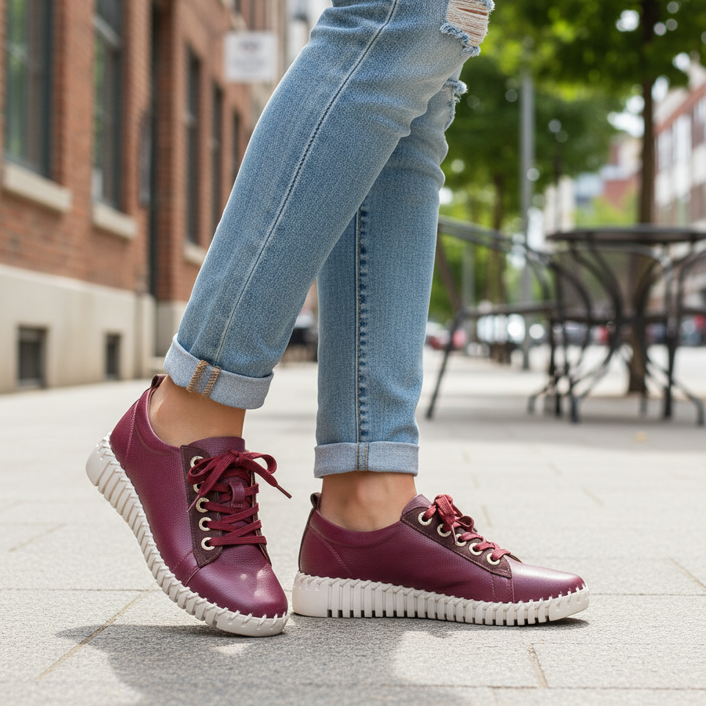 Plum Point Toe Leather Sneakers