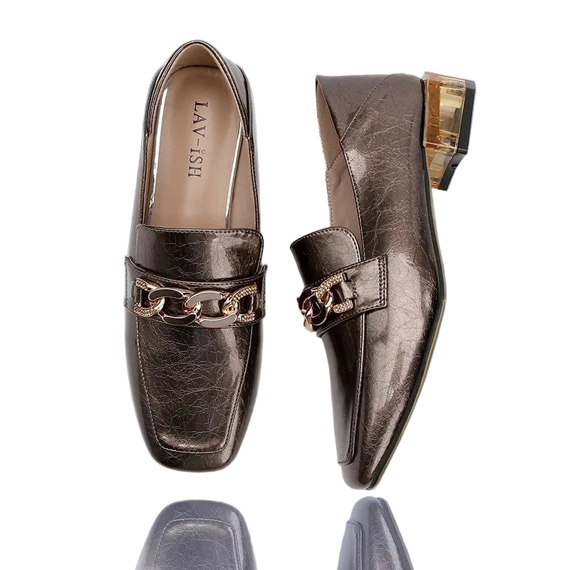 Bronze Chain Patent Loafer