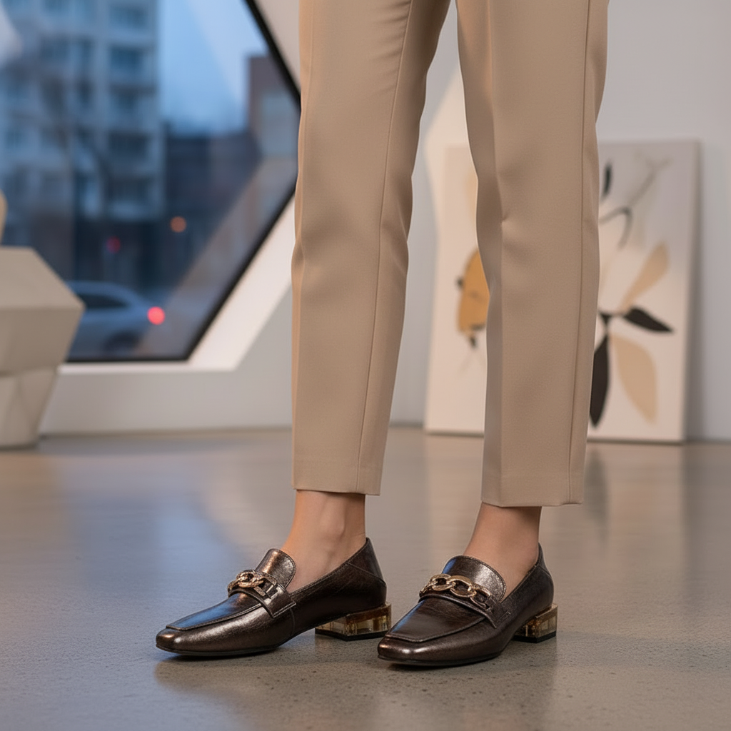 Bronze Chain Patent Loafer