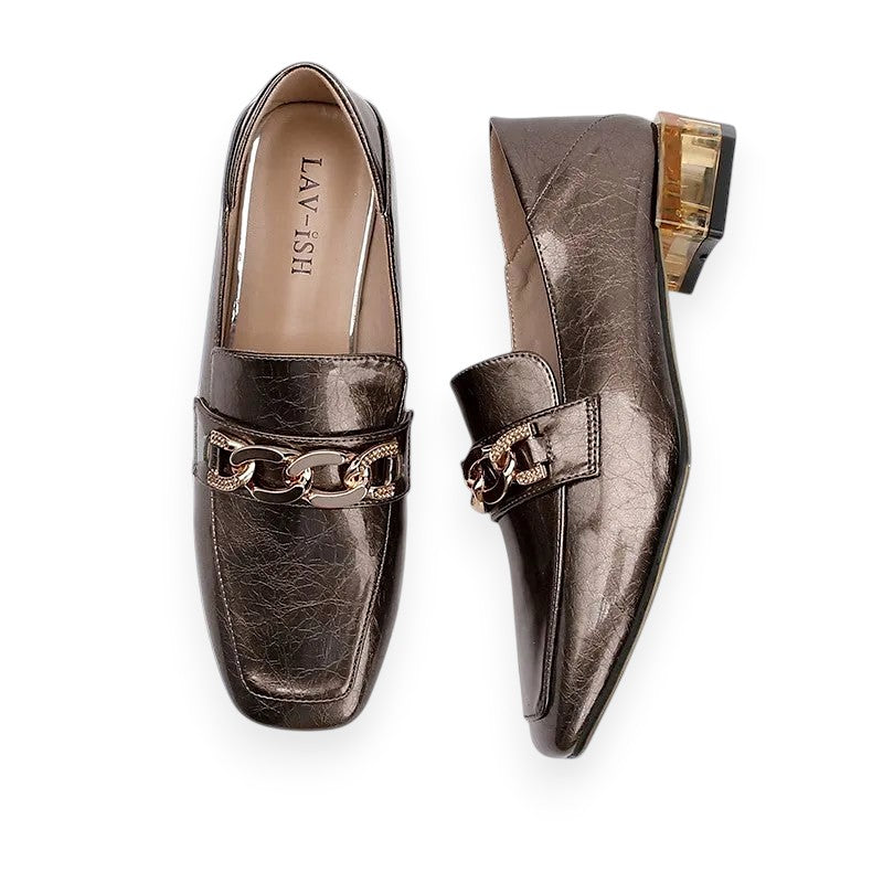 Bronze Chain Patent Loafer