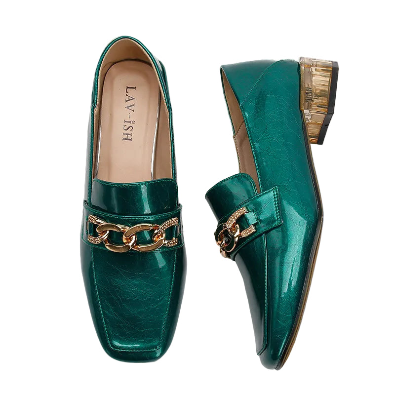 Emerald Chain Patent Loafer