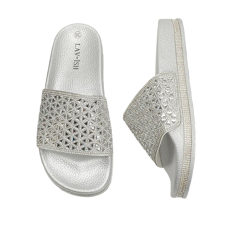 Silver Diamante Slide