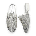 White Lasercut Rhinestone Sandals