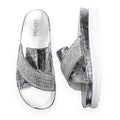 Lavish Collective Newspaper Print Sandals — Silver