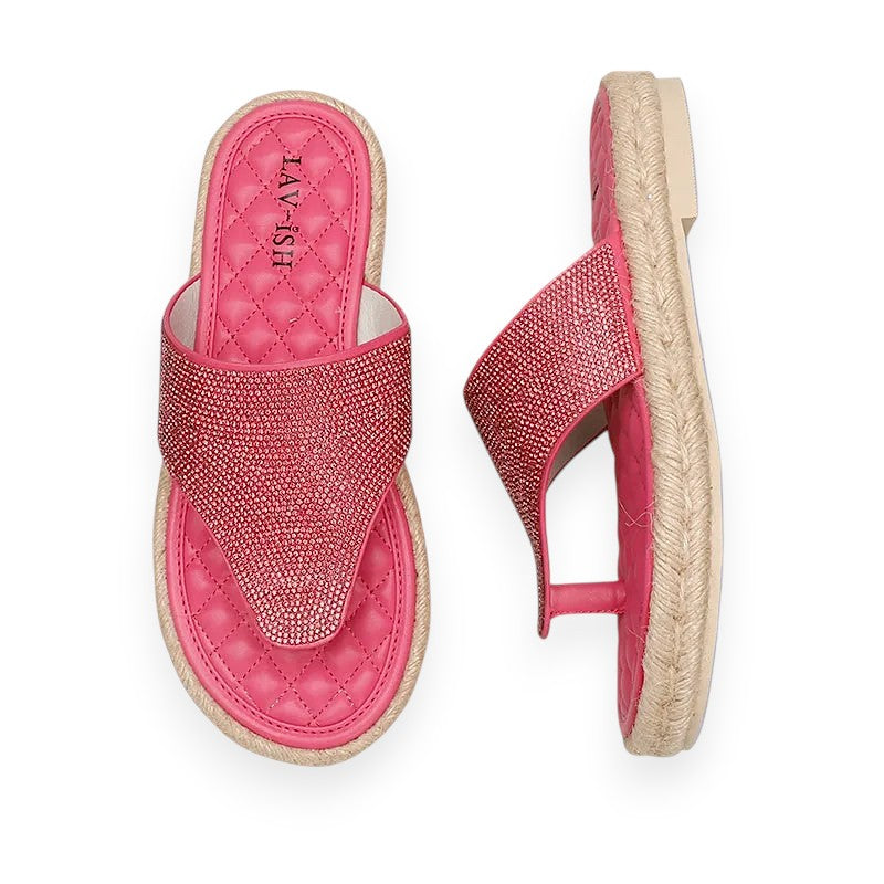 Hot Pink Hemp Rope Sandals