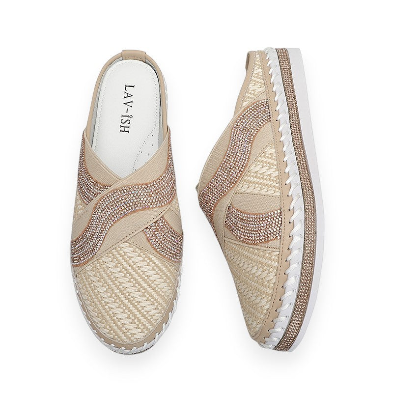 Lavish Collective Lola Woven Slides — Natural