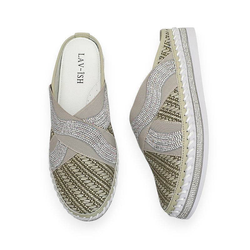 Lavish Collective Lola Woven Slides — Sage