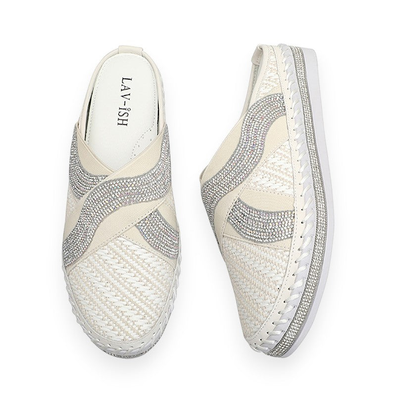 Lavish Collective Lola Woven Slides — White