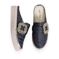 Lavish Collective Luna Linen Slides — Navy