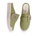 Lavish Collective Luna Linen Slides — Sage