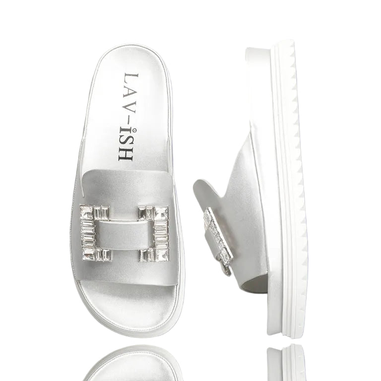 Silver Buckle Ornamental Slides