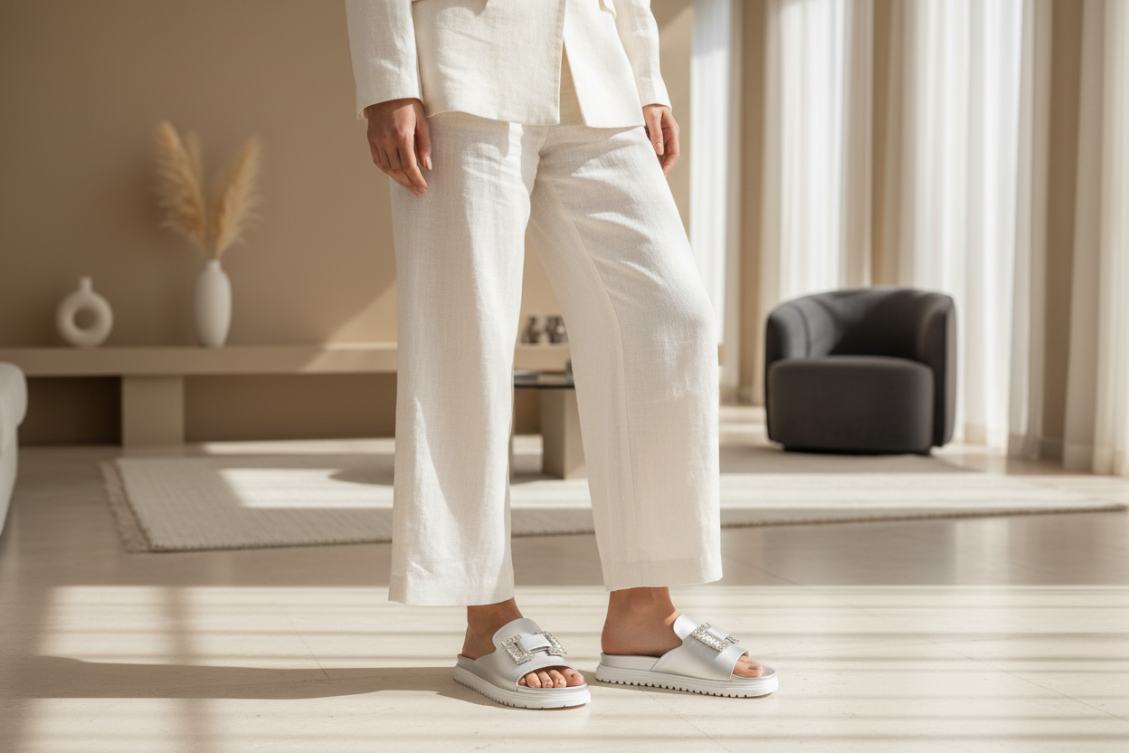 Silver Buckle Ornamental Slides