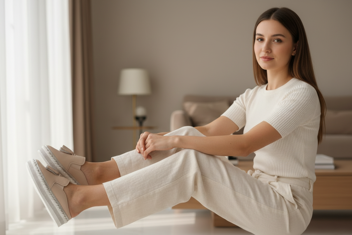 Blush Leather Tassel Slide