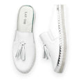 White Leather Tassel Slide