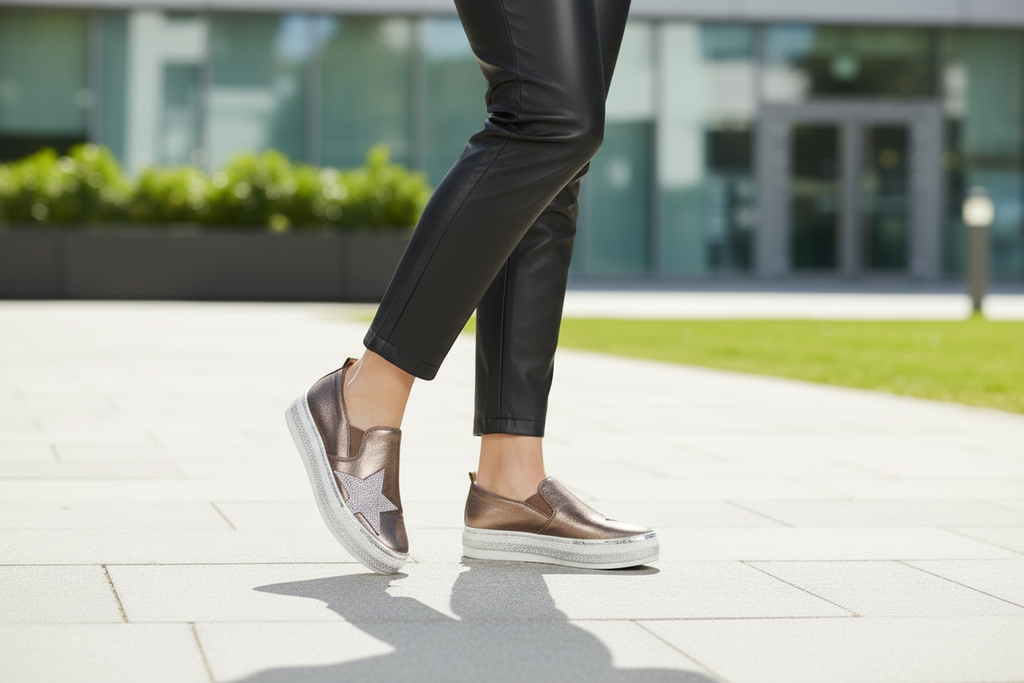Bronze Satin Twilight Star Slip-On Sneaker