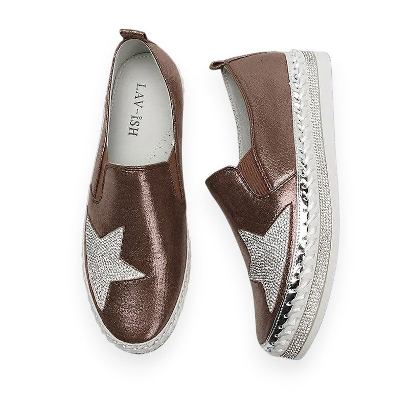 Bronze Satin Twilight Star Slip-On Sneaker