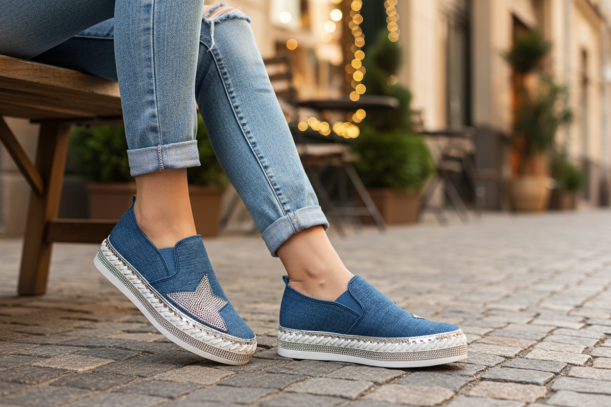 Denim Blue Twilight Star Slip-On Sneaker