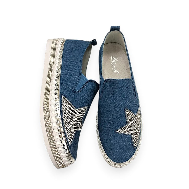 Denim Blue Twilight Star Slip-On Sneaker