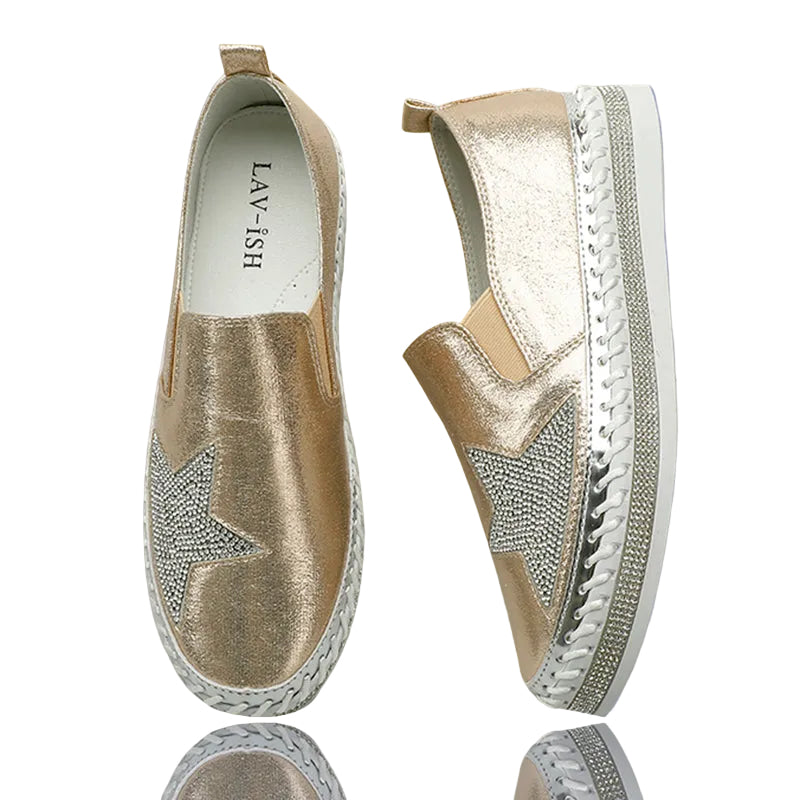 Gold Satin Twilight Star Slip-On Sneaker