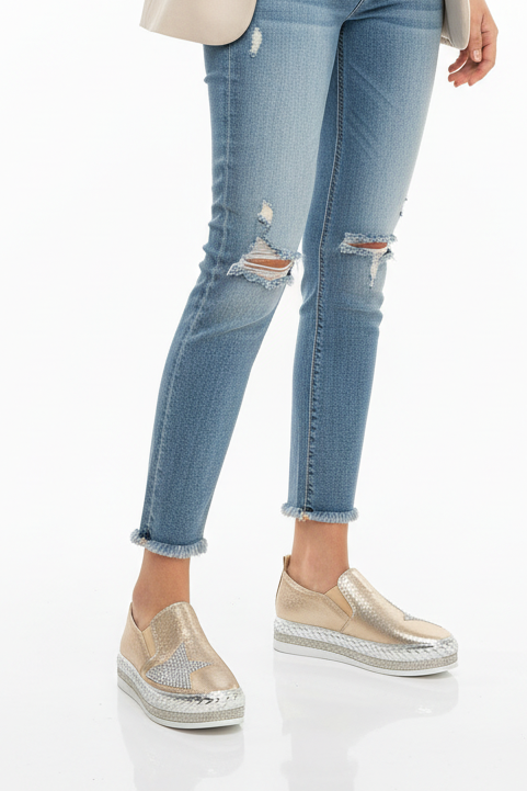 Gold Satin Twilight Star Slip-On Sneaker