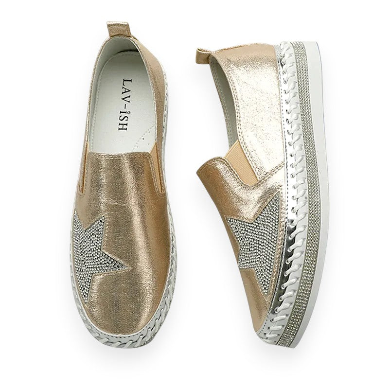 Gold Satin Twilight Star Slip-On Sneaker