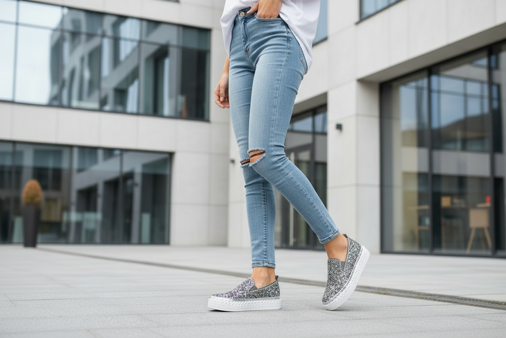Grey Sequin Sneakers