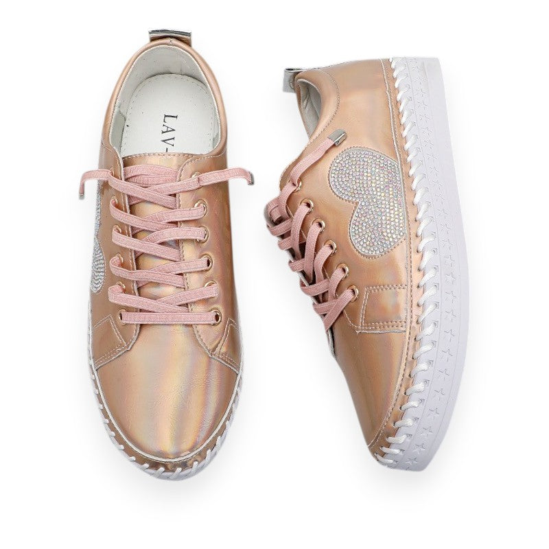 Lavish Embellished Heart Sneakers — Pinkpearl