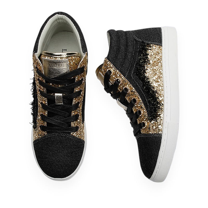 Black Glitter High Top Sneakers