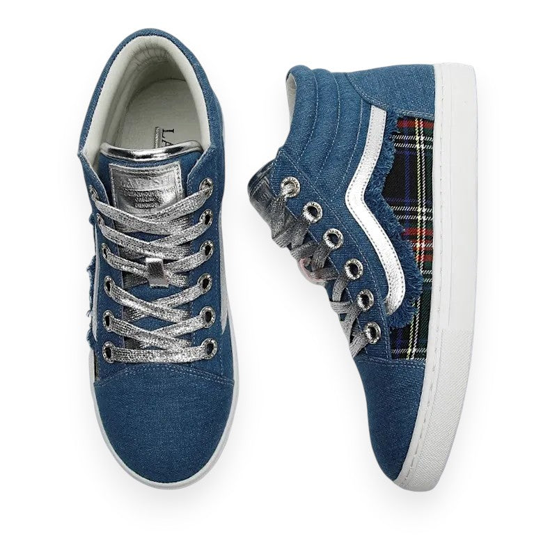 Denim Glitter High Top Sneakers