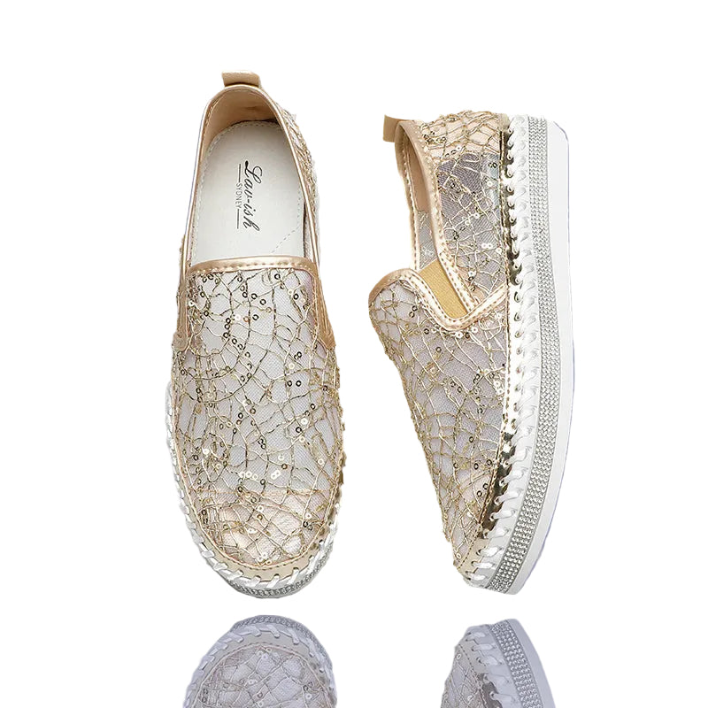 Gold Sparkle Lacy Slip-On